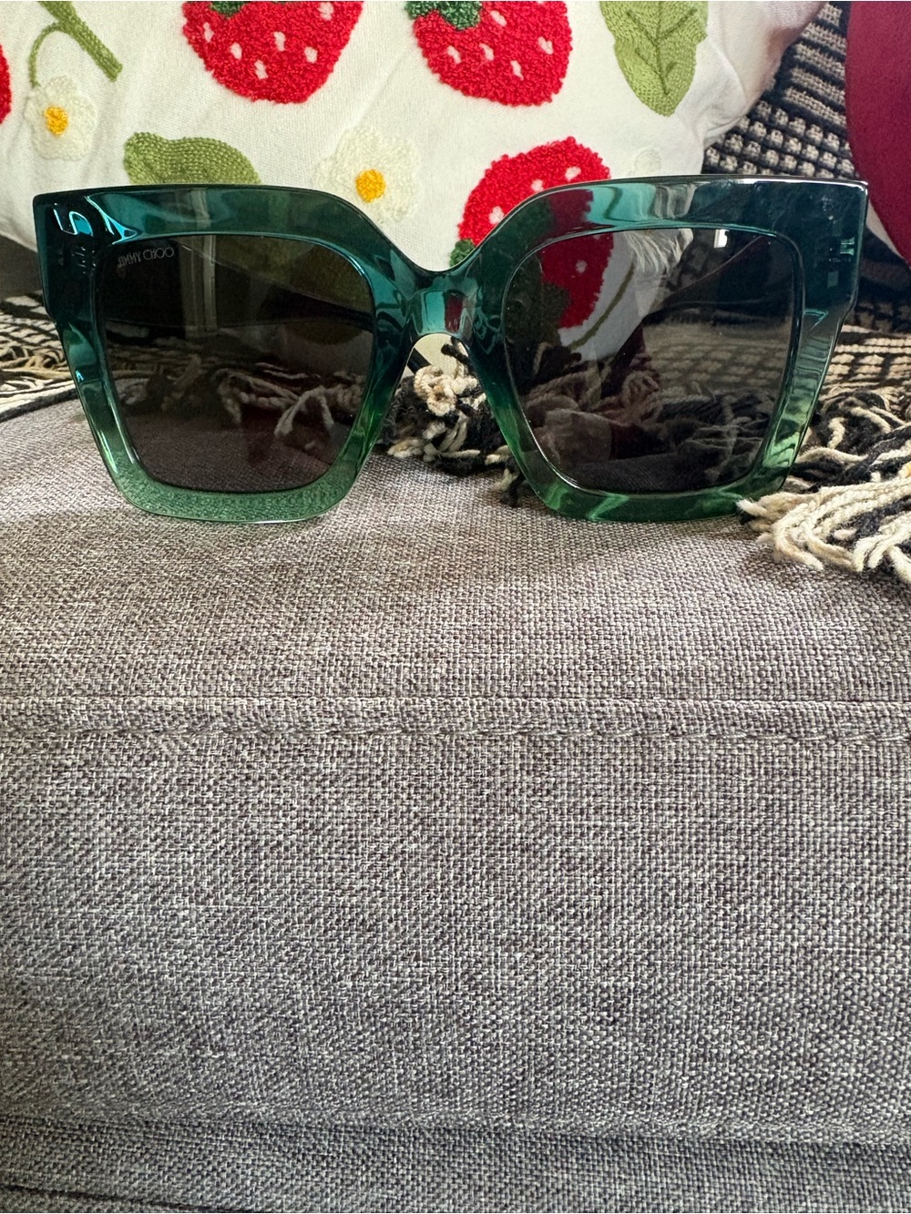 Jimmy Choo Dark Green Oversized Square Sunglasses - Picture 4 of 5
